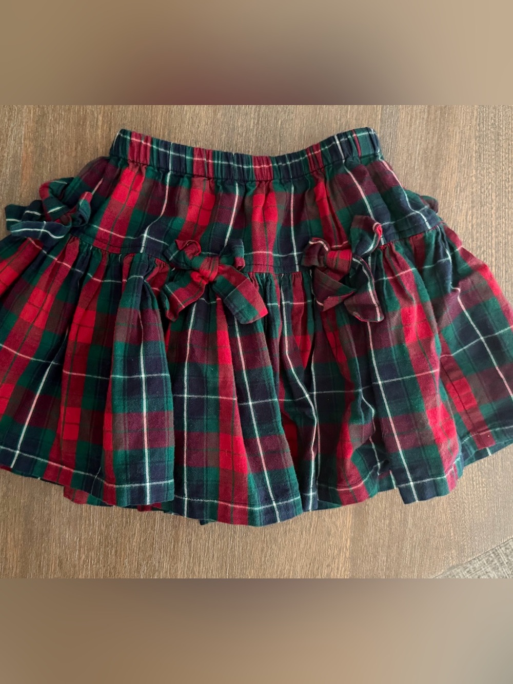 Pink Chicken Red and Green Plaid Ruffled Skirt
